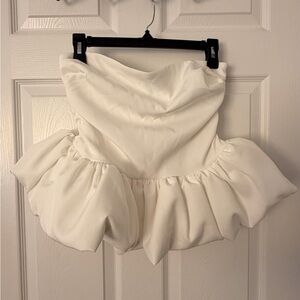 Nasty Gal White Strapless Peplum Bustier Top